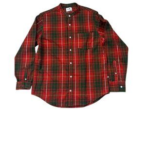 Nn.07 No Nationality Mens Soft Flannel Justin Orange Plaid Button Down Shirt - M